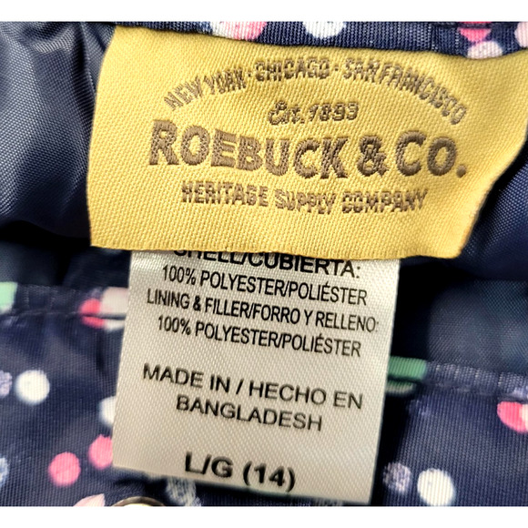 New Roebuck & Co Snow Pants Girls Large 14 Navy Blazer Water Resistant Dots - Picture 4 of 16